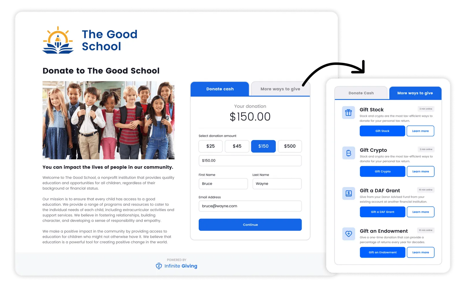 screenshot of Infinite Giving